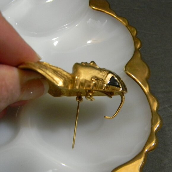 Vintage E Pearl Egyptian Pharaoh Brooch And Pendant King Tut Gold Tone Broach - Picture 8 of 8